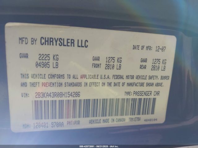 2008 DODGE CHARGER 2B3KA43R08H154286 Photo 8