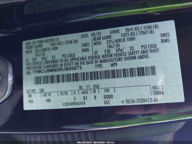 2024 FORD ESCAPE 1FMCU9MN0RUB50073 Photo 8