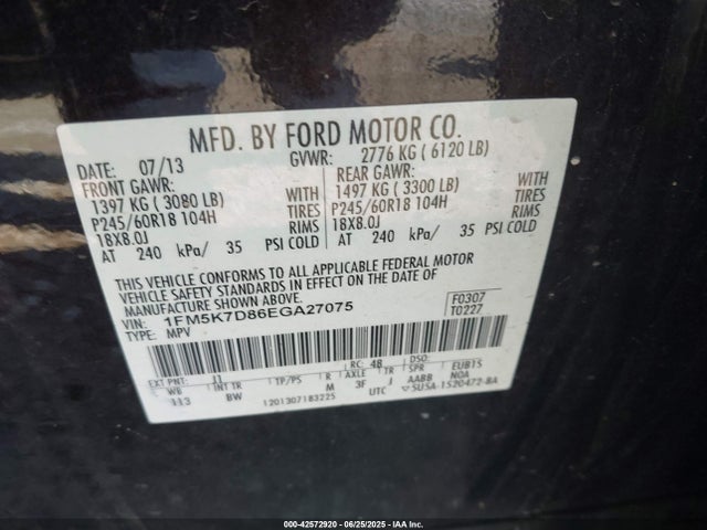 1FM5K7D86EGA27075 Ford Explorer