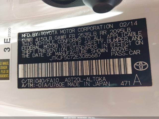 Scion 2ar-fe 2014 JTKJF5C72E3085687 Image 9