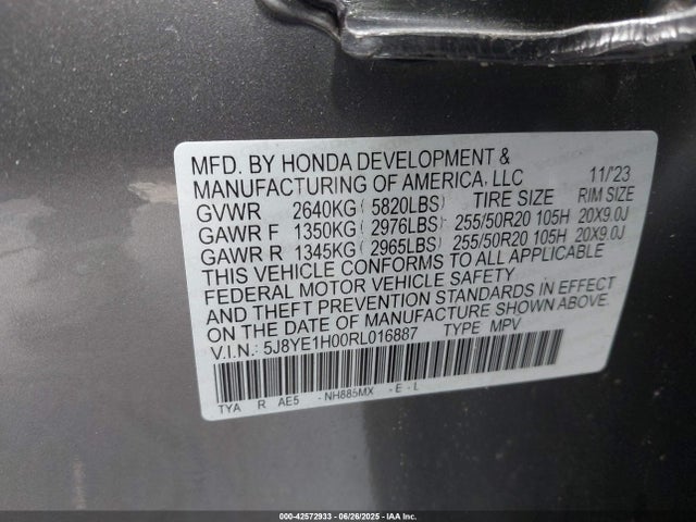 42572933 :رقم المزاد ، 5J8YE1H00RL016887 vin ، 2024 Acura Mdx A-spec مزاد بيع
