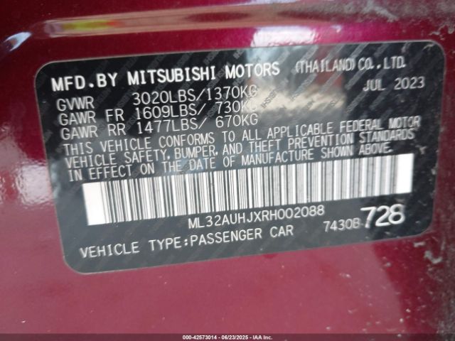 2024 MITSUBISHI MIRAGE ML32AUHJXRH002088 Photo 8