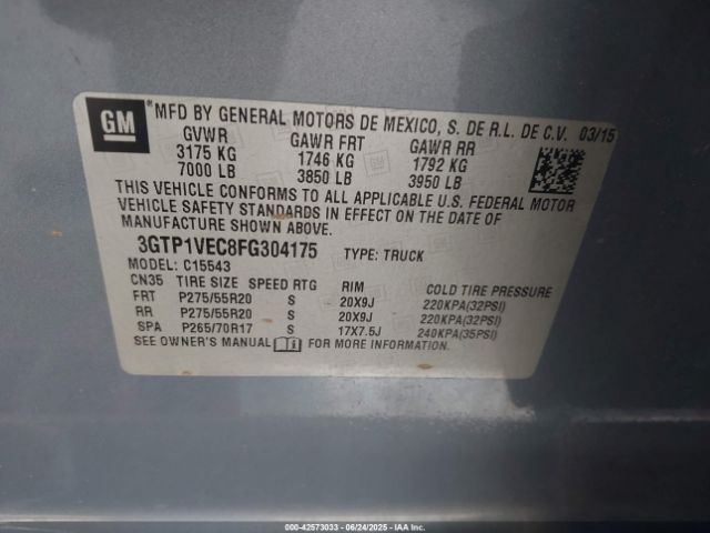 2015 GMC SIERRA 1500 3GTP1VEC8FG304175 Photo 8