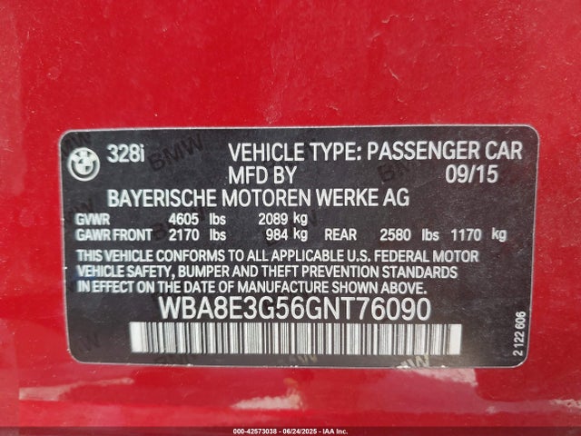 WBA8E3G56GNT76090 BMW 328I