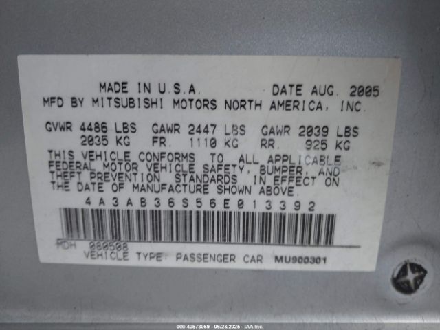 2006 MITSUBISHI GALANT 4A3AB36S56E013392 Photo 8