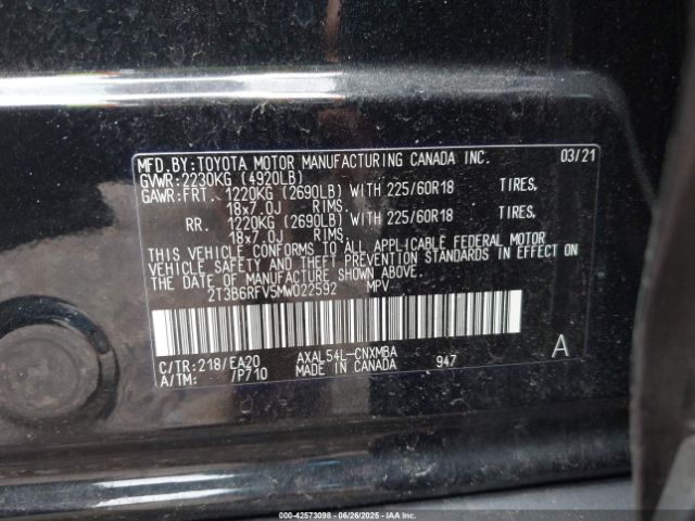 2021 TOYOTA RAV4 HYBRID 2T3B6RFV5MW022592 Photo 8
