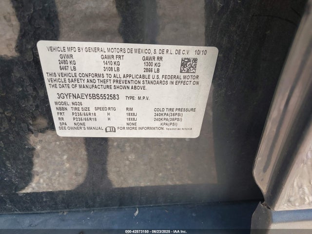 2011 CADILLAC SRX 3GYFNAEY5BS552583 Photo 8