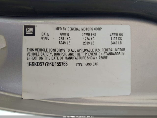2006 CADILLAC DTS 1G6KD57Y86U159763 Photo 8