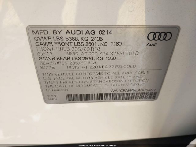 2014 AUDI Q5 WA1CFAFP5EA085497 Photo 8
