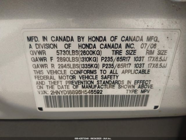 2006 ACURA MDX 2HNYD18896H546592 Photo 8