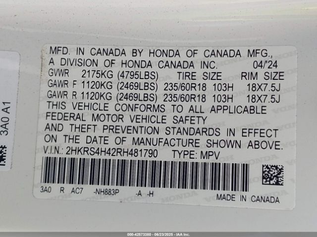 2024 HONDA CR-V 2HKRS4H42RH481790 Photo 8
