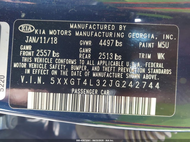 5XXGT4L32JG242744 KIA gdi
