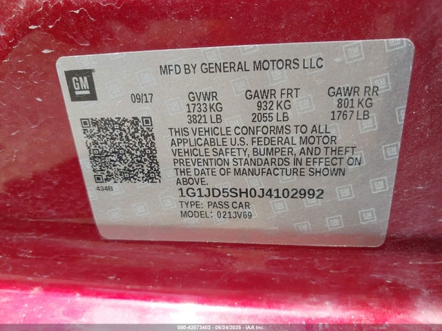 1G1JD5SH0J4102992 Chevrolet luw - mfi, e85 max