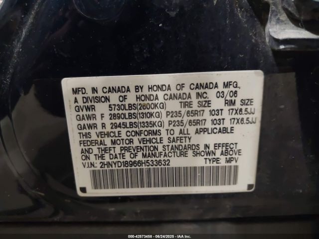 2006 ACURA MDX 2HNYD18966H533632 Photo 8
