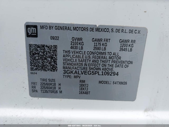 3GKALVEG5PL109294 GMC lsd