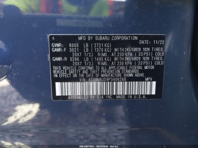 2023 SUBARU ASCENT 4S4WMAUD9P3406266 Photo 8