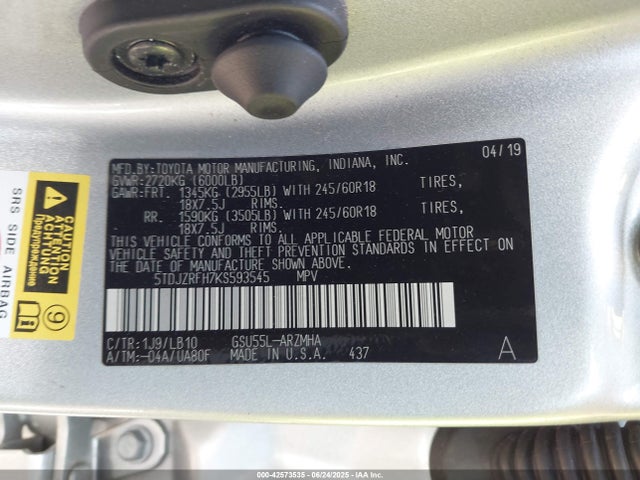 5TDJZRFH7KS593545 Toyota 2gr-fks