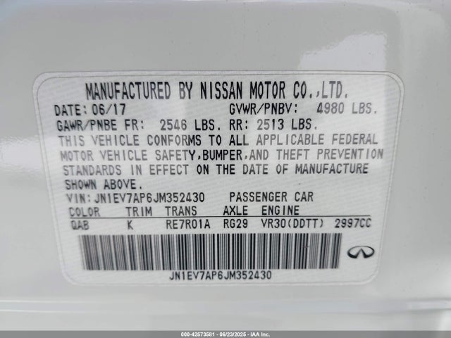 JN1EV7AP6JM352430 Infiniti Q50