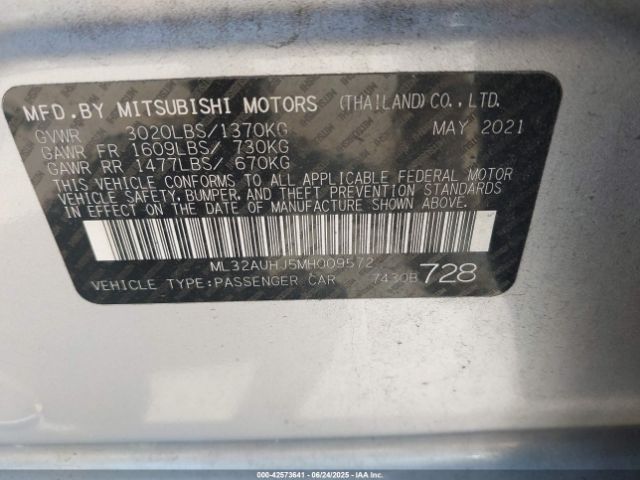 2021 MITSUBISHI MIRAGE ML32AUHJ5MH009572 Photo 8