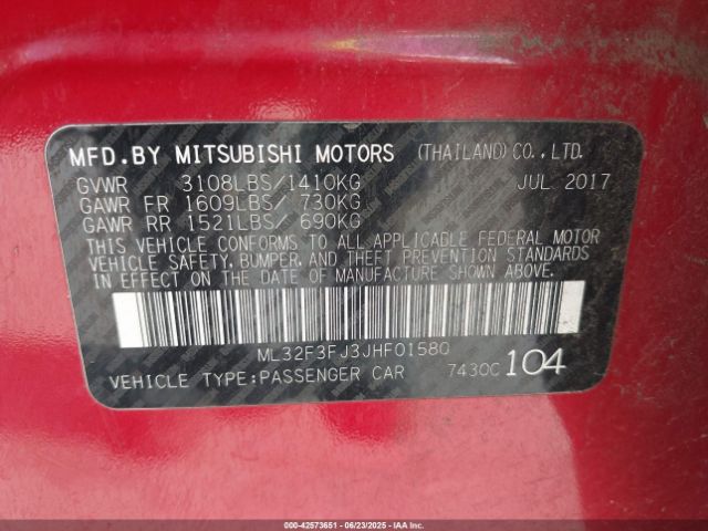2018 MITSUBISHI MIRAGE G4 ML32F3FJ3JHF01580 Photo 8