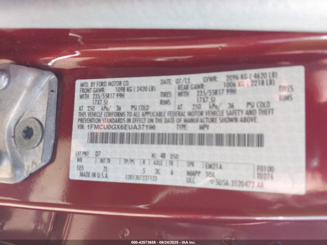 1FMCU0GX6EUA37196 Ford 2014