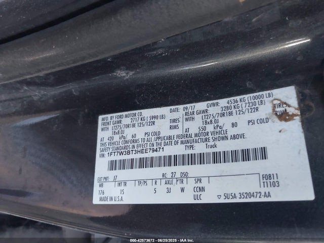 2017 Ford F-350 Xl მანქანა იყიდება აუქციონზე, vin: 1FT7W3BT3HEE79471, აუქციონის ნომერი: 42573672