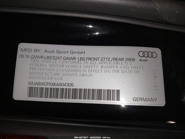 2019 AUDI RS 5 WUABWCF5XKA904305 Photo 8