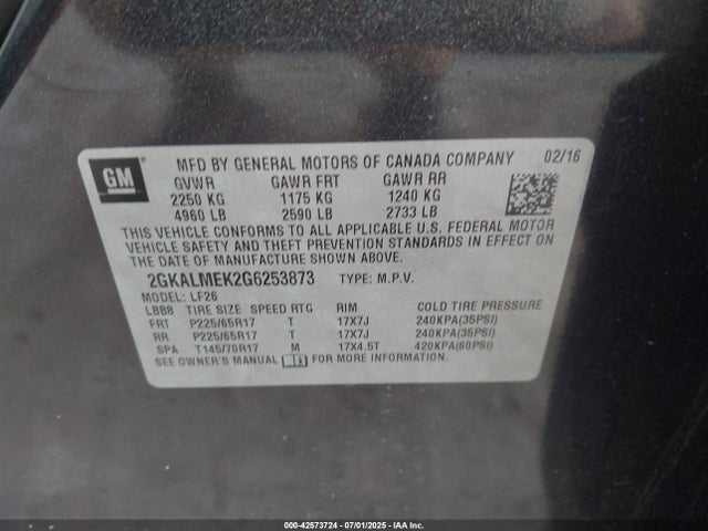 2GKALMEK2G6253873 GMC lea - e85 max, aluminum