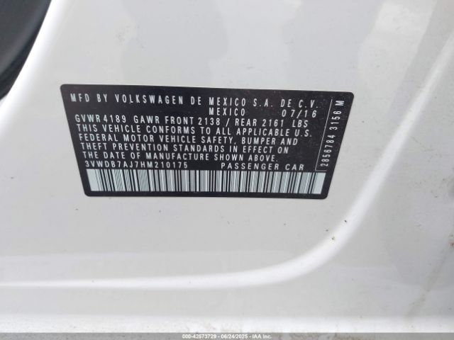 2017 VOLKSWAGEN JETTA 3VWDB7AJ7HM210175 Photo 8