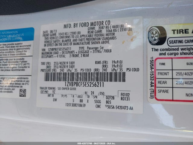 1ZVBP8CF5E5256211 Ford 2014