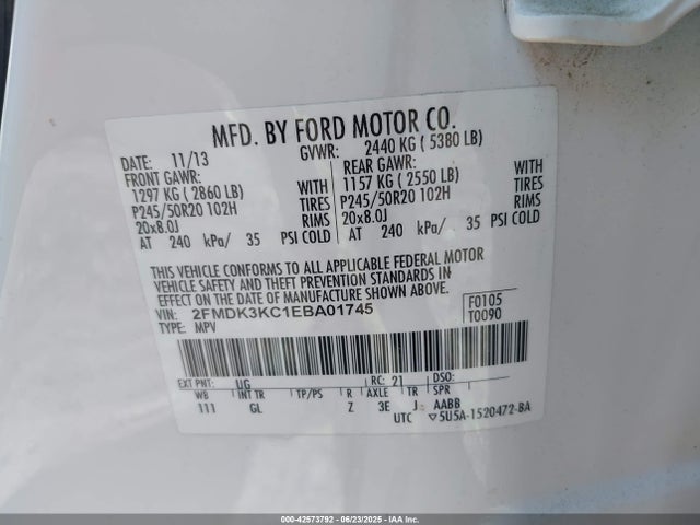 Ford 2014 2014 2FMDK3KC1EBA01745 Image 9