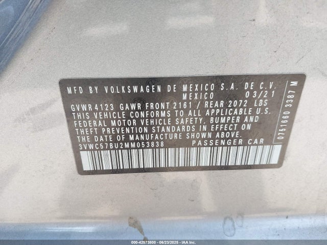 3VWC57BU2MM053838 Volkswagen tsi