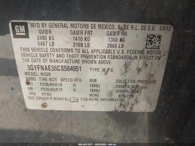 2012 CADILLAC SRX 3GYFNAE36CS584951 Photo 8