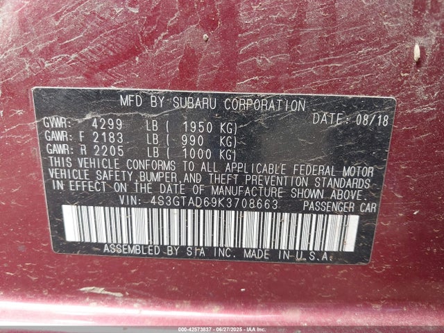 4S3GTAD69K3708663 Subaru Impreza