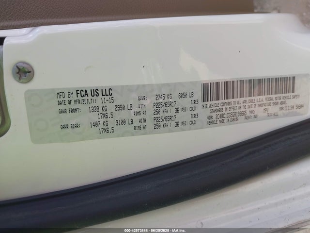 Chrysler 2016 2016 2C4RC1CG5GR190665 Image 9