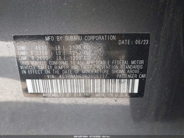 Subaru na, u5 2024 4S3BWAN60R3006337 Image 9