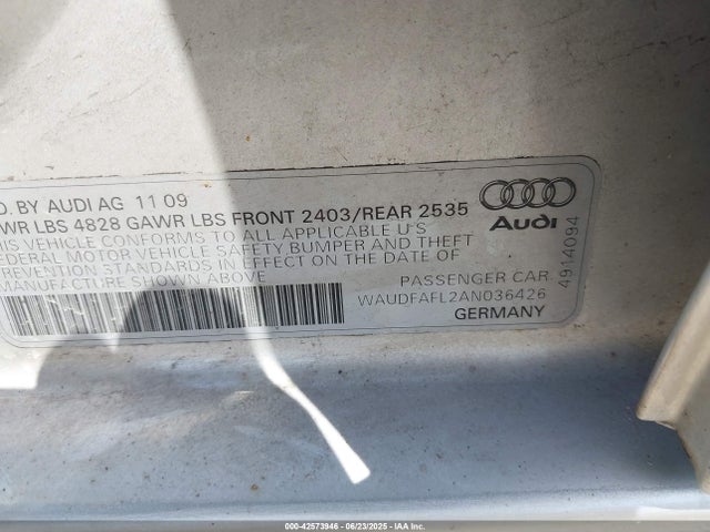 2010 AUDI A4 WAUDFAFL2AN036426 Photo 8
