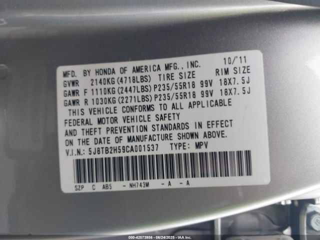 2012 ACURA RDX 5J8TB2H59CA001537 Photo 8