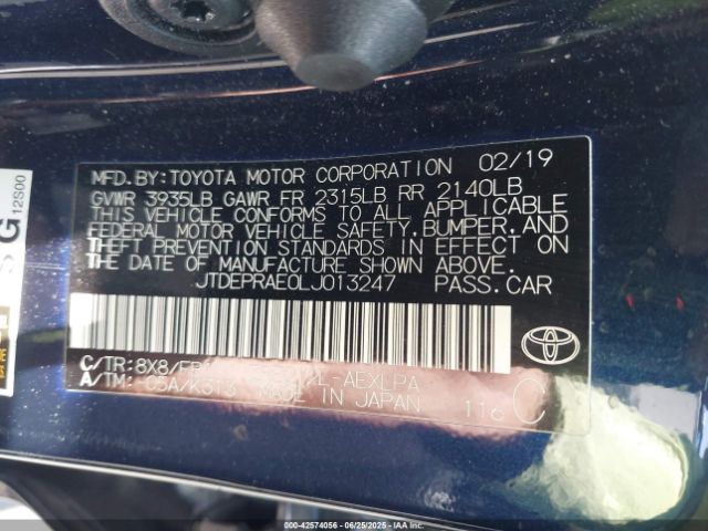 JTDEPRAE0LJ013247 Toyota 2zr-fae
