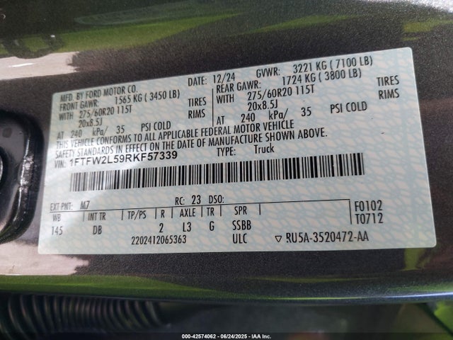 Ford 5.0l-4v 2024 1FTFW2L59RKF57339 Image 9