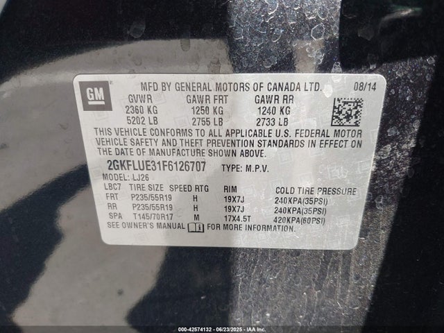 2GKFLUE31F6126707 GMC lfx - sidi, vvt, e85 max, alum