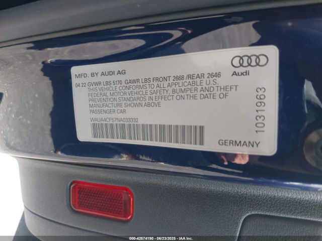 2022 AUDI S5 SPORTBACK WAUA4CF57NA033332 Photo 8