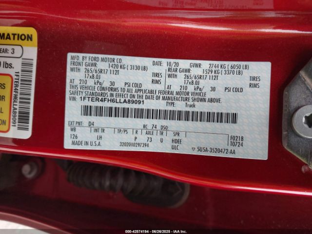 2020 FORD RANGER 1FTER4FH6LLA89091 Photo 8