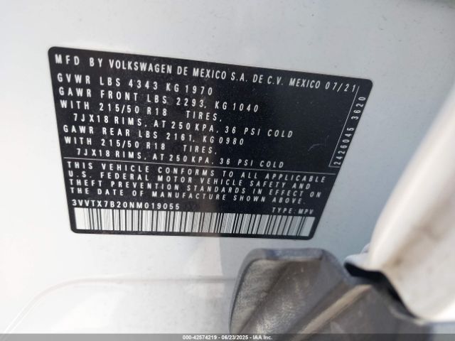 2022 VOLKSWAGEN TAOS 3VVTX7B20NM019055 Photo 8
