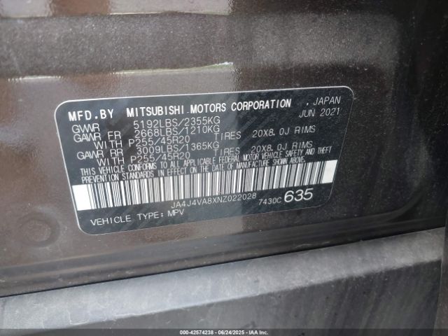 2022 MITSUBISHI OUTLANDER JA4J4VA8XNZ022028 Photo 8