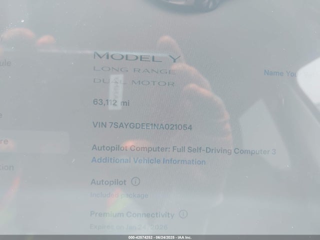 2022 TESLA MODEL Y 7SAYGDEE1NA021054 Photo 6