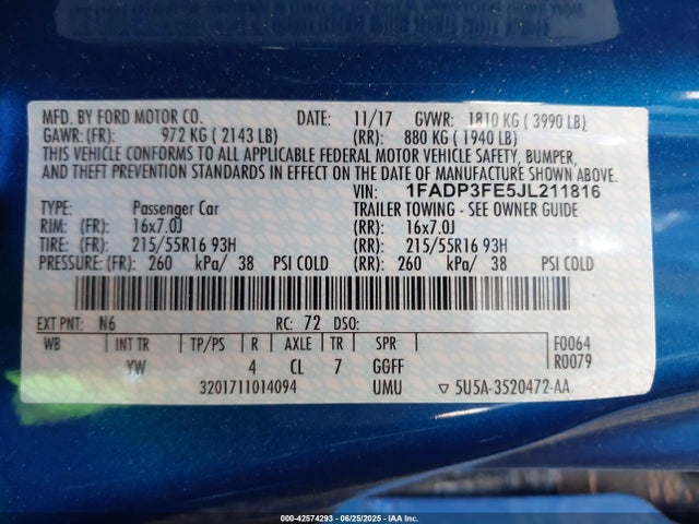Ford 1.0l gtdi 2018 1FADP3FE5JL211816 Image 9