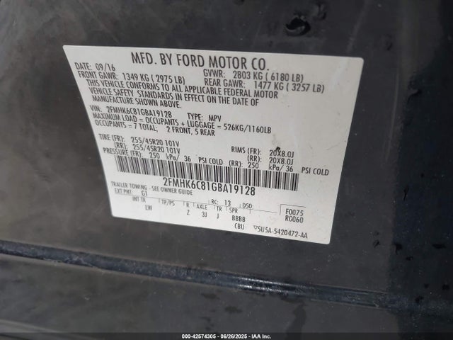 2FMHK6C81GBA19128 Ford 2016