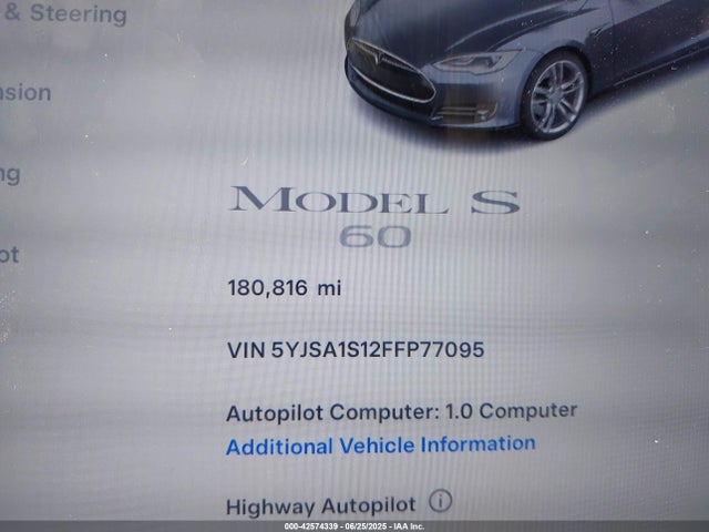 Tesla 3 phase a/c induction (single motor) 2015 5YJSA1S12FFP77095 Image 15