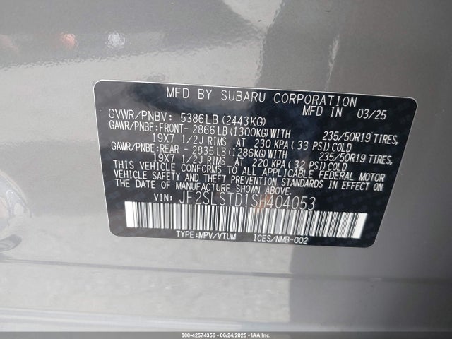 Subaru na 2025 JF2SLSTD1SH404053 Image 9